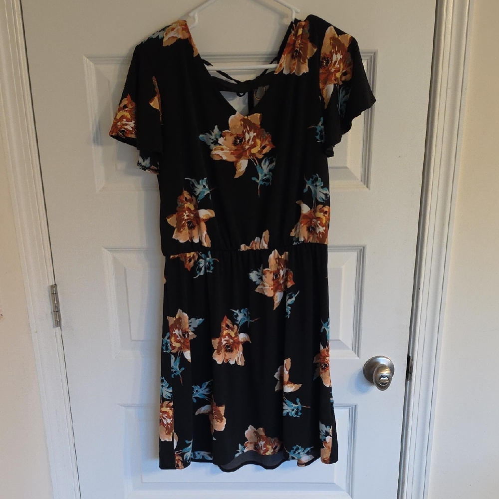 Maurices Black Dress with Floral Print